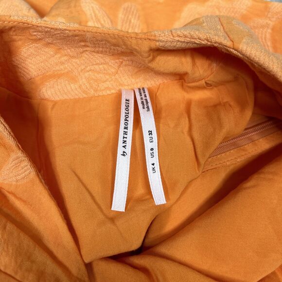 Anthropologie Dress Sz 0 Large Bow Open Back Sleeveless Textured Orange - Picture 9 of 12